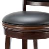 Cherry 29-inch Solid Wood Bar Stool with Faux Leather Swivel Seat