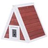Weatherproof Red A-Frame Wooden Cat House Furniture Shelter with Eave