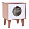 Modern Wood and White Cat Box Pet Bed Furniture with Soft Pad