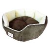Mocha Beige Round Oval Pet Bed for Small Dogs or Cats