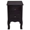 Black Wooden 2-Drawer Accent End Table Nightstand