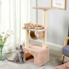 Beige 37 Inch Cat Tree Condo Kitten Play House Scratcher Post