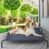 Large Navy Indoor/Outdoor Steel Frame Elevated Dog Cot Bed Mat