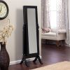 Full Length Tilting Cheval Mirror Jewelry Armoire in Black Wood Finish
