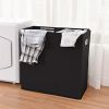 Black 2-Bin Laundry Hamper Clothes Storage Basket with Removable Bags