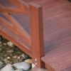 Red Stained Wood 4-Ft Garden Bridge with X-Design Hand Rails