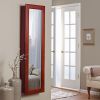 Wall Mounted Locking Jewelry Armore with Mirror in Cherry Wood Finish