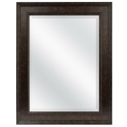 Beveled Rectangular Bathroom Vanity Mirror with Bronze Finish Frame