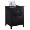 Espresso Wood 1-Drawer End Table Cabinet Nightstand
