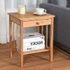 Classic Light Brown Wood 1-Drawer End Table Nightstand Side Table