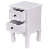 Classic Wooden White 1-Drawer Open Shelf End Table Nightstand
