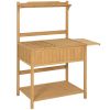 Outdoor Garden Potting Bench Work Table in Natural Fir Wood Finish