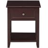 Classic Brown Wood 1-Drawer Open Shelf End Table Nightstand
