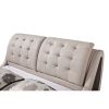 California King Light Brown Tan Faux Leather Upholstered Bed with Headboard