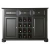 Black Dining Room Buffet Sideboard Cabinet with Wine Storage