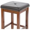 Set of 2 - 24-inch High Cherry Bar Stools w/ Cushion Faux Leather Seat