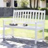4-Ft Garden Bench with Curved Back and Armrests in White Wood Finish