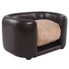 Soft Espresso Mini Couch Bed with Beige Cushion Small Dog or Cat