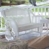 White Resin Wicker Outdoor 2-Seat Loveseat Glider Bench Patio Armchair
