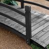 8-Ft Outdoor Garden Bridge with Handrails in Weather Resistant Dark Wood Stain
