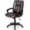 Ergonomic Brown Faux Leather Mid-Back Office Chair