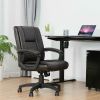 Ergonomic Brown Faux Leather Mid-Back Office Chair