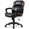 Brown Faux Leather Ergonomic Mid-Back Office Chair on Casters