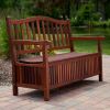 Outdoor Wooden Storage Bench for Patio Garden Backyard