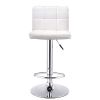 Set of 2 White Faux Leather Swivel Bar Stools Pub Chairs