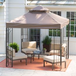 8 x 8-Ft Steel Frame Gazebo with Outdoor Weather Resistant Top Vent Canopy