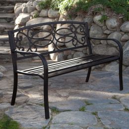 4-Ft Metal Garden Bench in Antique Black Finish