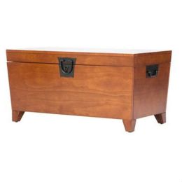 Wooden Lift Top Coffee Table Storage Trunk in Mission Oak Finish