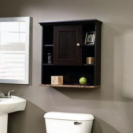 Bathroom Wall Cabinet with 3 Adjustable Shelves in Cinnamon Cherry Wood Finish