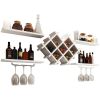 White 5 Piece Wall Mounted Wine Rack Set with Storage Shelves
