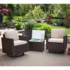 Outdoor Wicker Resin 3-Piece Patio Furniture Dining Set with Cooler Side Table