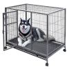 Large 44'' x 29'' Non-Toxic Steel Metal Wire Dog Crate Cage on Wheels