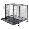 Large 44'' x 29'' Non-Toxic Steel Metal Wire Dog Crate Cage on Wheels