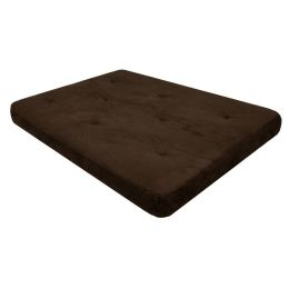 Full size 6-inch Thick Futon Mattress with Chocolate Brown Cover