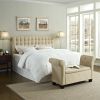 King size Button Tufted Padded Headboard Upholstered in Beige Microfiber