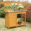 Outdoor Garden Organizer Stainless Steel Top Potting Bench Storage Cabinet