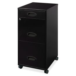 Black 3-Drawer Vertical File Cabinet with Mobile Rolling Casters