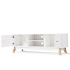 Modern Mid-Century Style Entertainment Center TV Stand in White Wood Finish