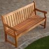 5-Ft Outdoor Wooden Garden Bench with Armrests