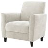 Contemporary Upholstered Arm Chair with Espresso Wood Legs in Ivory
