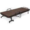 Twin Size Rollaway Adjustable Bed Frame with Brown Mattress
