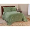 Full size Sage Green Cotton Chenille Bedspread with Fringe Edge