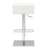 Set of 2 Backless Modern Swivel Barstool with White Faux Leather Seat