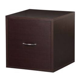 Solid Wood Frame Modular File Cabinet Storage Cube in Espresso