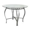 Round 42-inch Clear Tempered Glass Dining Table with Silver Frame
