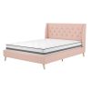 Full size Pink Linen Upholstered Mid-Century Style Platform Bed